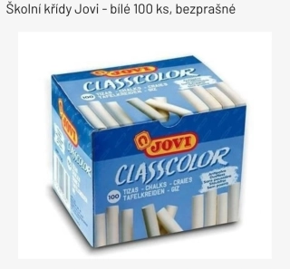 Školní křídy Jovi - bílé 100 ks, bezprašné